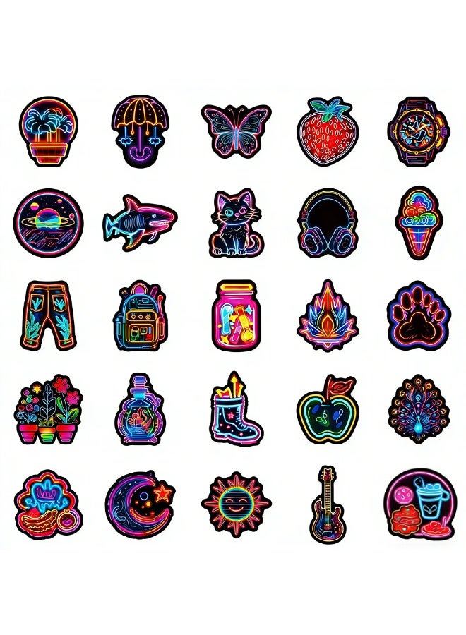 تشوسيسونج 100 قطعة ملصقات نيون مضيئة للمراهقين والطلاب - ملصقات فينيل مضادة للماء لتزيين زجاجات المياه واللابتوب - جوائز وتوزيعات حفلات - Image 4